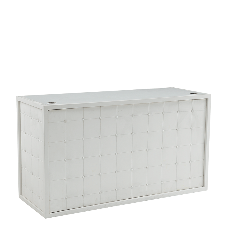 Unico DJ Booth with White Frame and White Upholstered Panels
