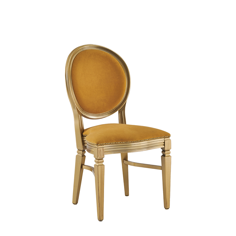 Chandelle Chair in Gold with Amber Velvet Seat Pad