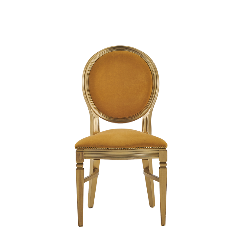 Chandelle Chair in Gold with Amber Velvet Seat Pad