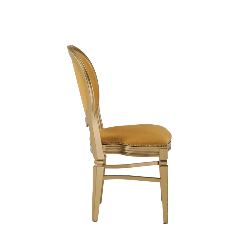 Chandelle Chair in Gold with Amber Velvet Seat Pad