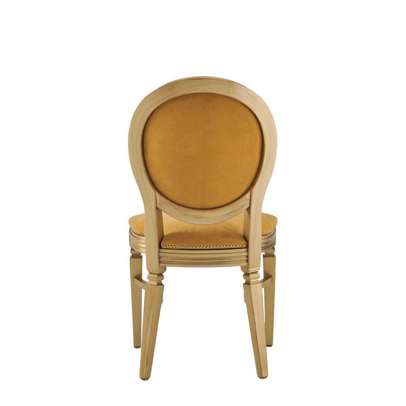 Chandelle Chair in Gold with Amber Velvet Seat Pad