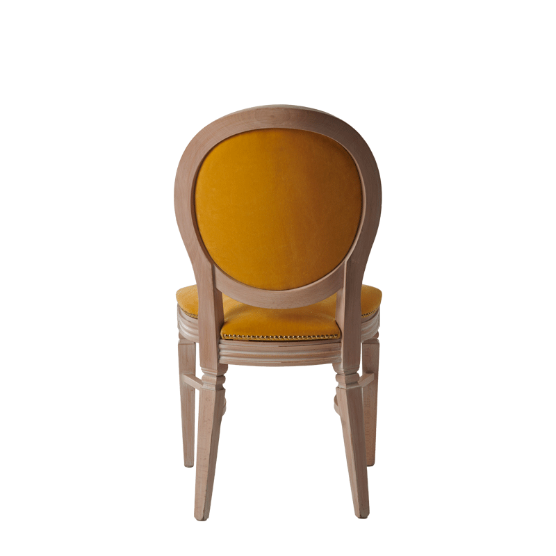 Chandelle Chair in Ivory with Amber Velvet Seat Pad