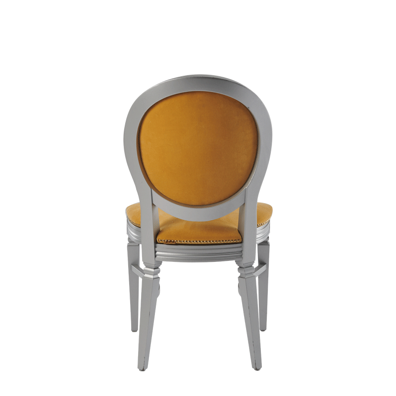 Chandelle Chair in Silver with Amber Velvet Seat Pad