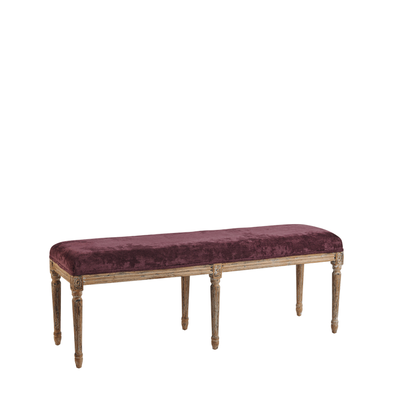 Paris Bench with Oak Frame Amethyst in Purple Velvet