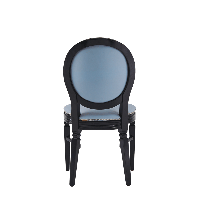 Chandelle Chair in Black with Baby Blue Seat Pad