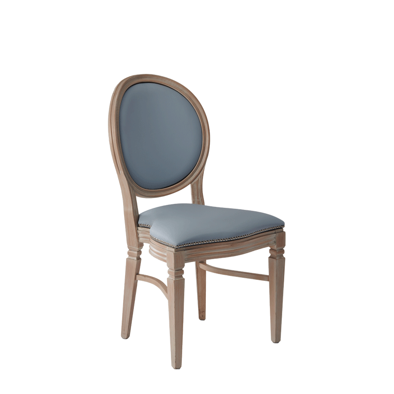 Chandelle Chair in Ivory with Baby Blue Seat Pad