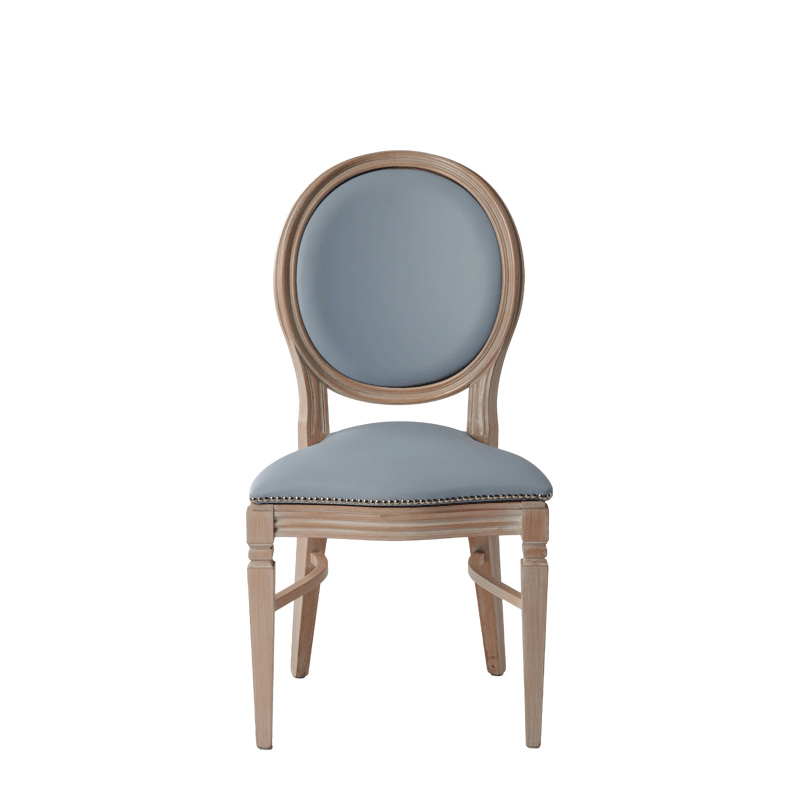 Chandelle Chair in Ivory with Baby Blue Seat Pad