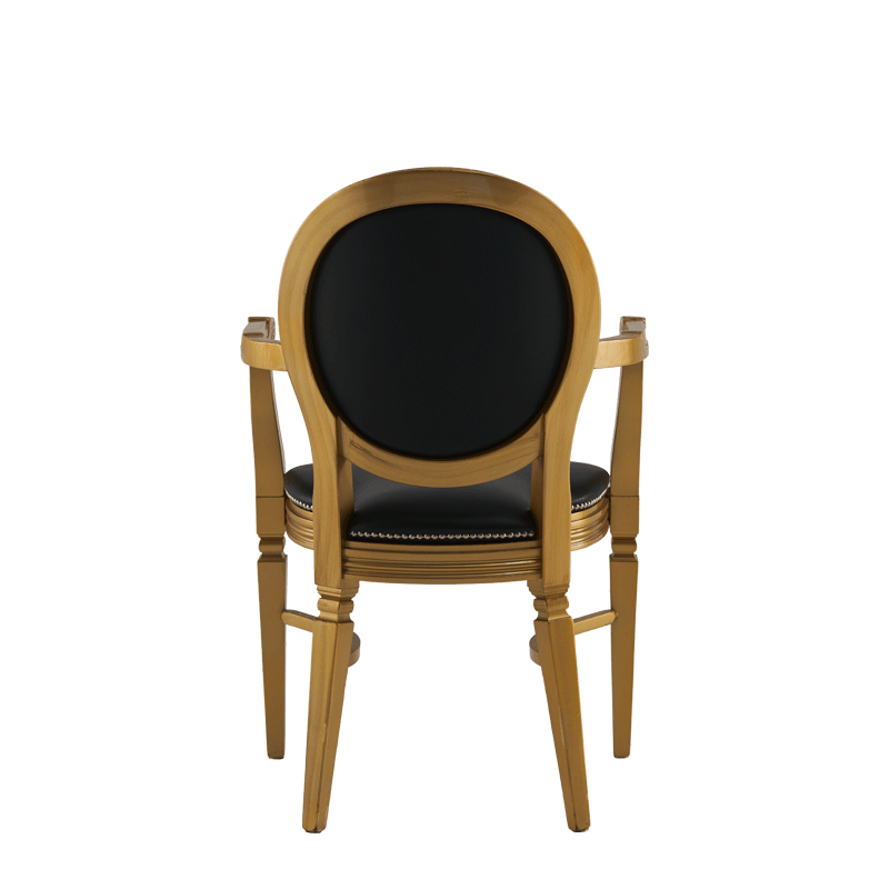 Chandelle Armchair in Gold with Black Seat Pad