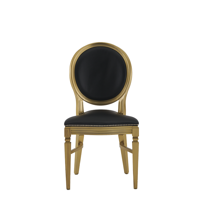 Chandelle Chair in Gold with Black Seat Pad