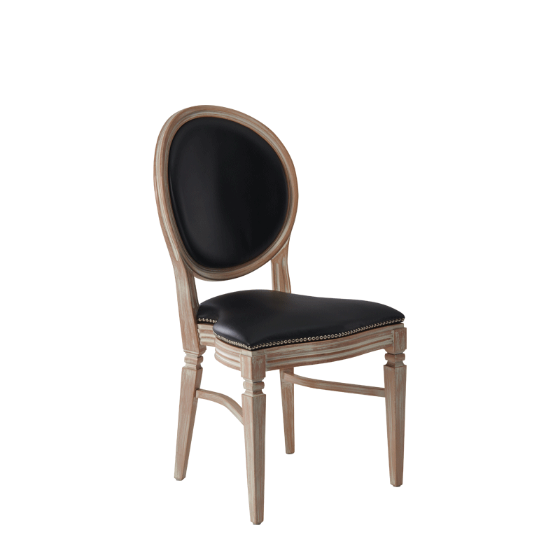 Chandelle Chair in Ivory with Black Seat Pad