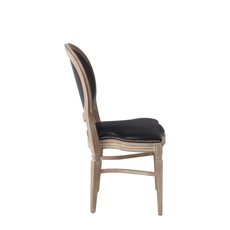Chandelle Chair in Ivory with Black Seat Pad