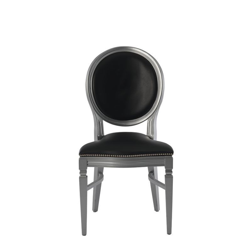 Chandelle Chair in Silver with Black Seat Pad