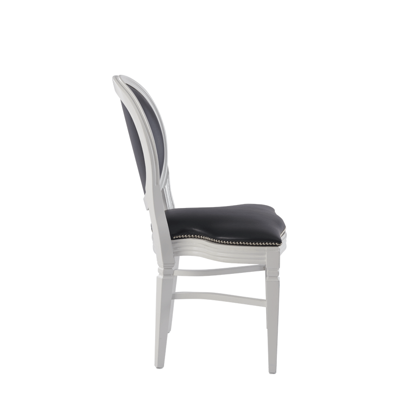 Chandelle Chair in White with Black Seat Pad