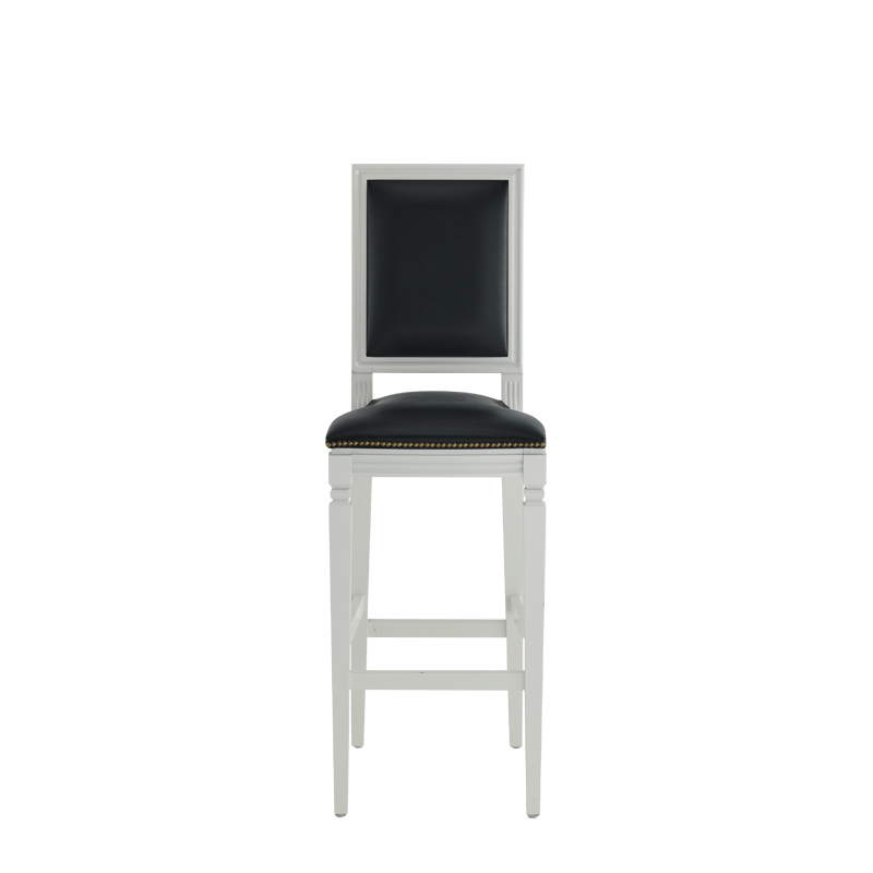 CKC Bar Stool in White with Black Seat Pad