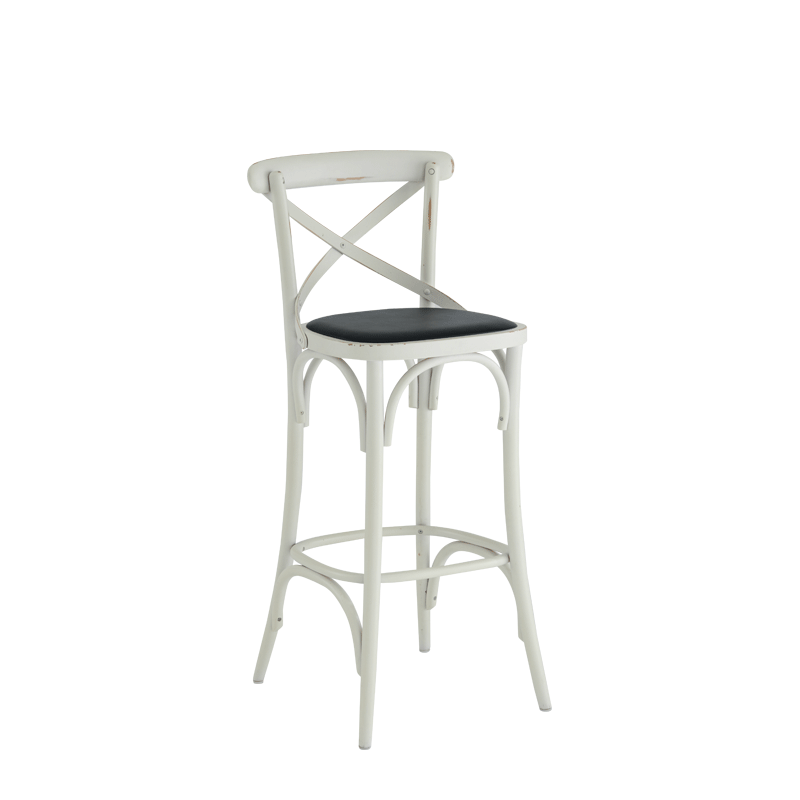 Coco Bar Stool in White with Black Seat Pad