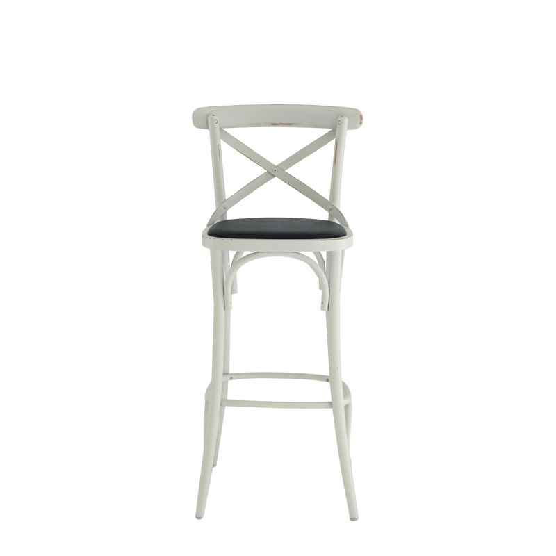 Coco Bar Stool in White with Black Seat Pad