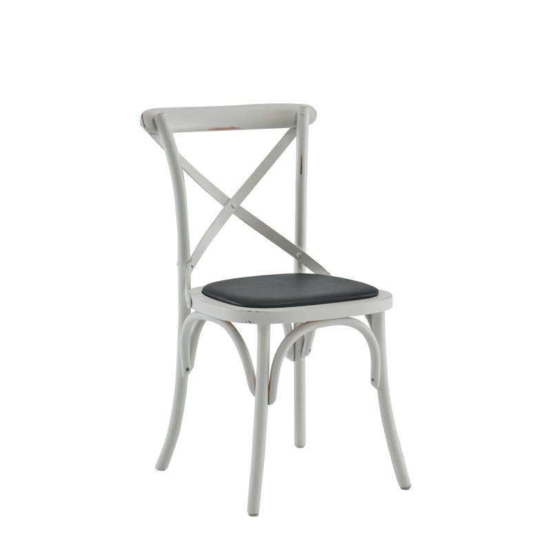 Coco Chair in White with Black Seat Pad