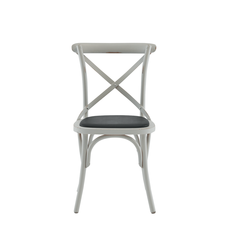 Coco Chair in White with Black Seat Pad