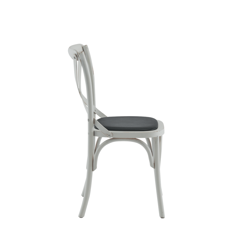 Coco Chair in White with Black Seat Pad