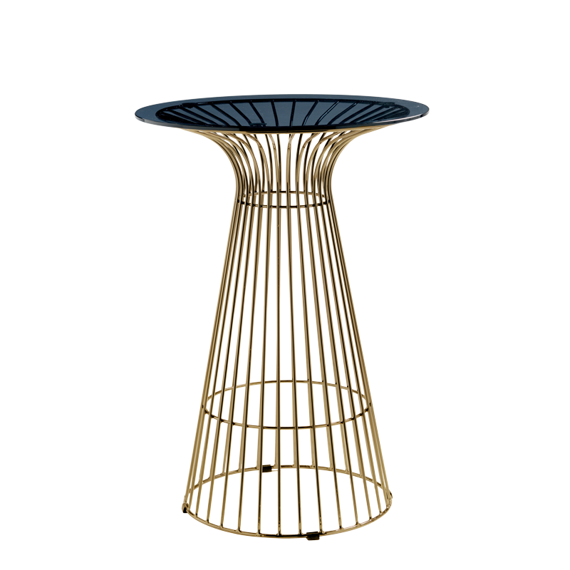 Gianni Poseur Table in Gold with Smoked Crystal Top