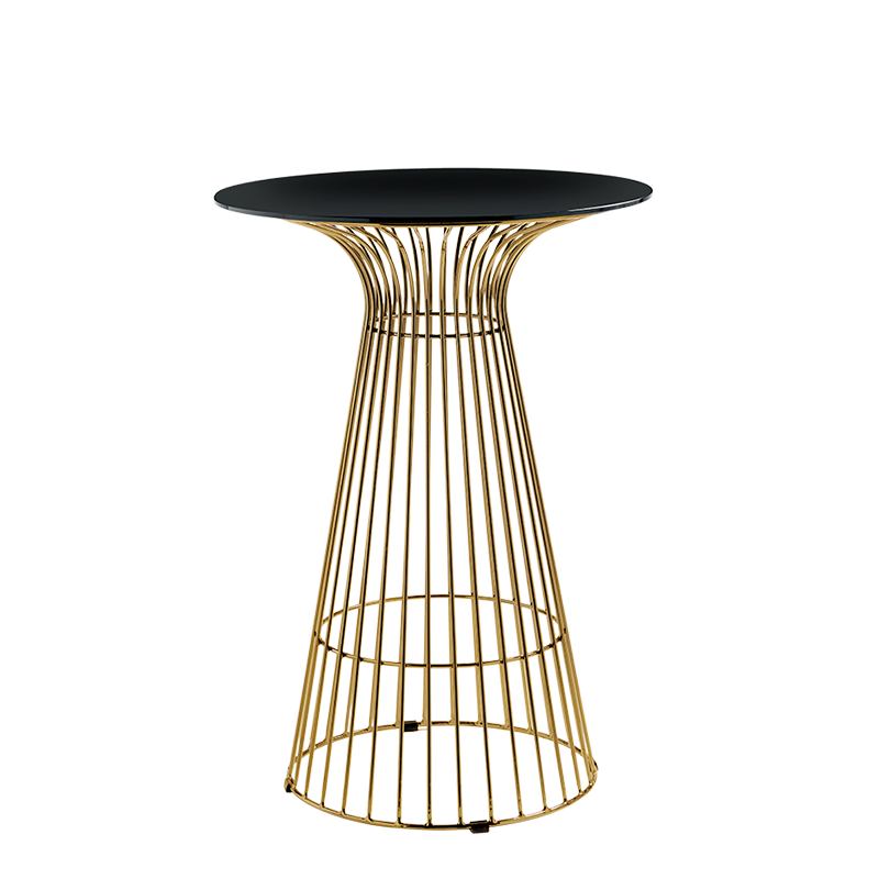 Gianni Poseur Table in Gold with Smoked Crystal Top