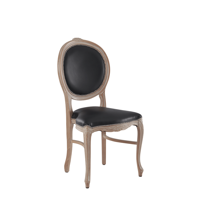 Louise Chair in Ivory with Black Seat Pad