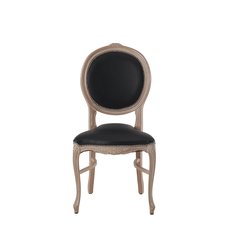 Louise Chair in Ivory with Black Seat Pad