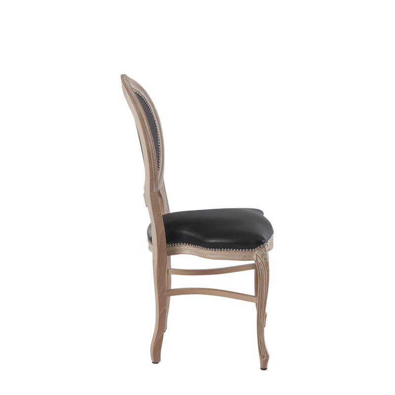 Louise Chair in Ivory with Black Seat Pad