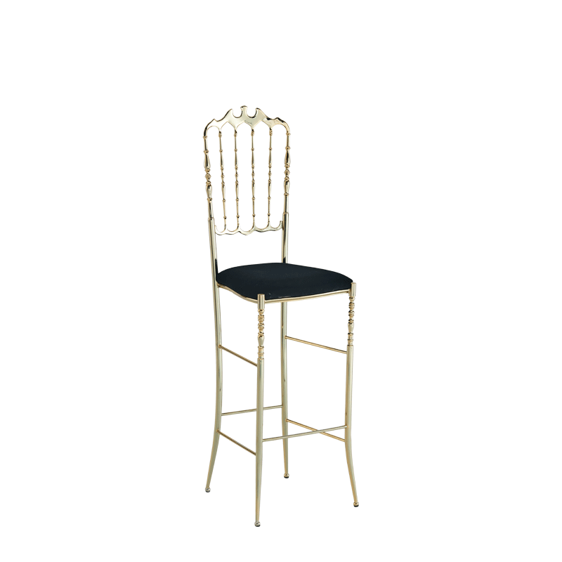 Napoleon Bar Stool in Gold with Black Seat Pad