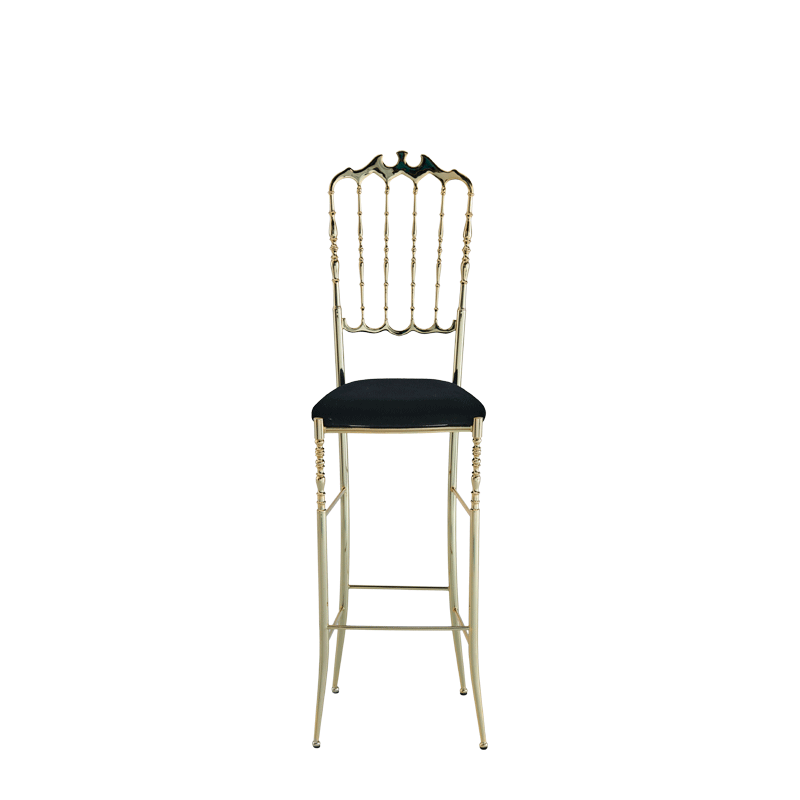 Napoleon Bar Stool in Gold with Black Seat Pad