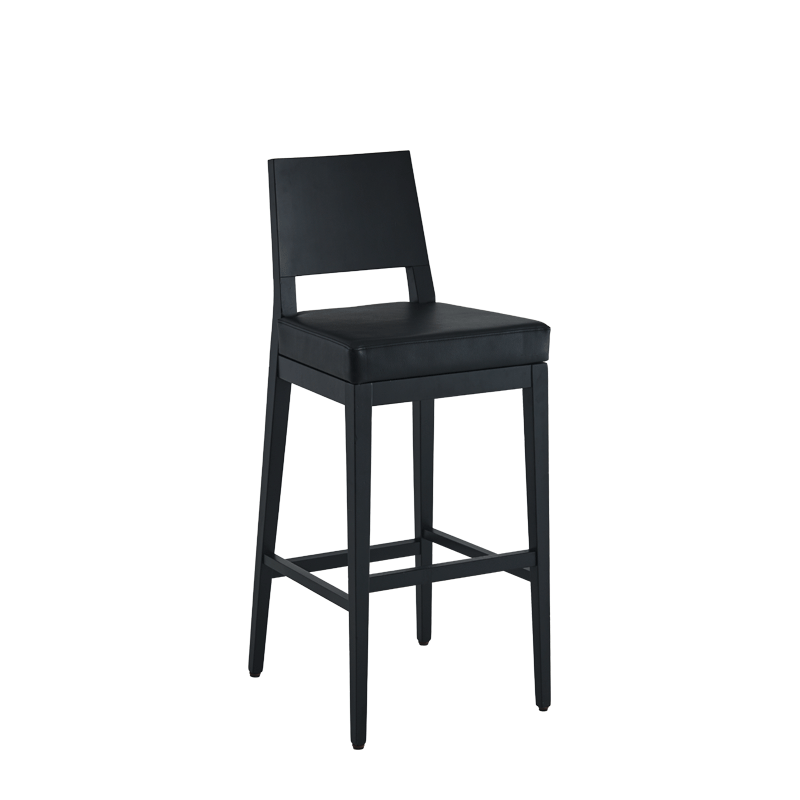 Porcino Bar Stool in Black with Black Seat Pad