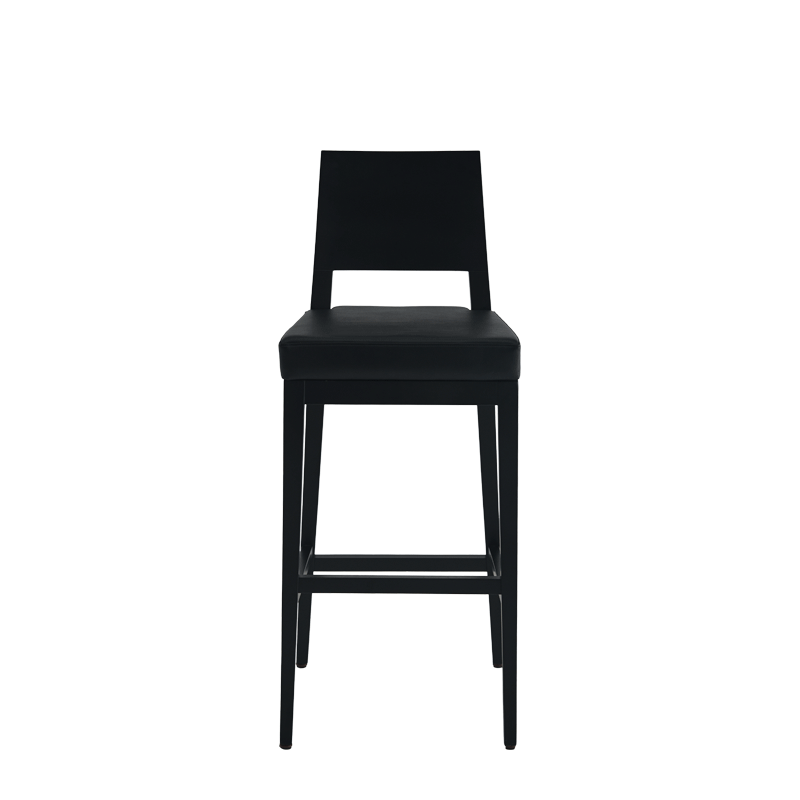 Porcino Bar Stool in Black with Black Seat Pad