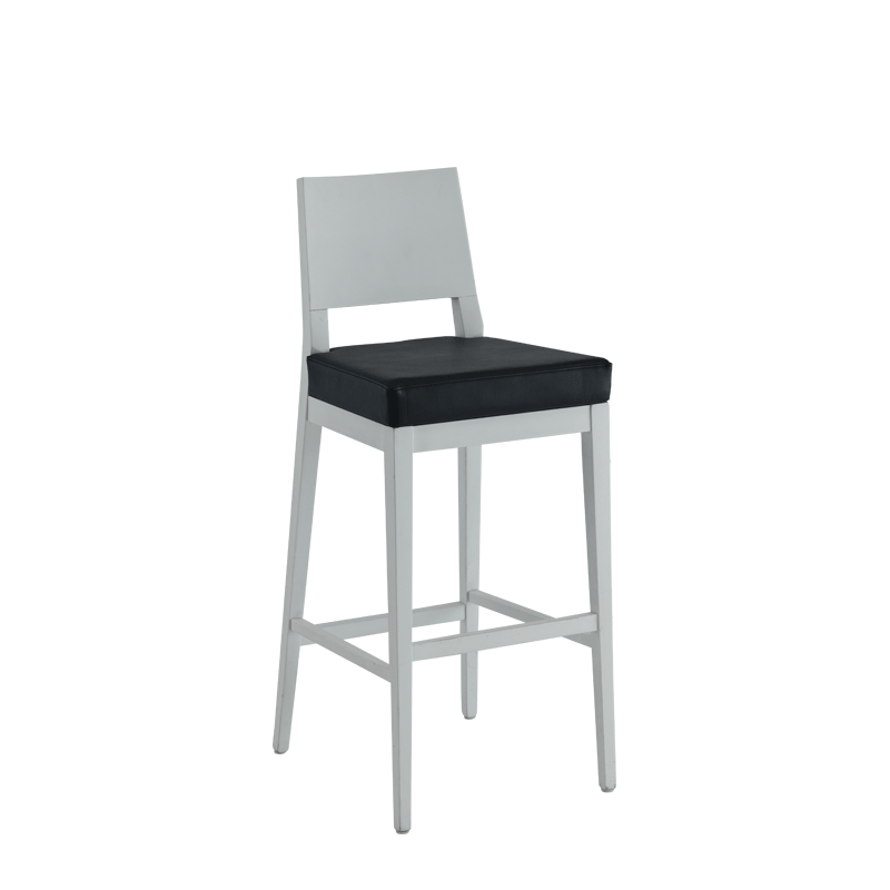 Porcino Bar Stool in White with Black Seat Pad