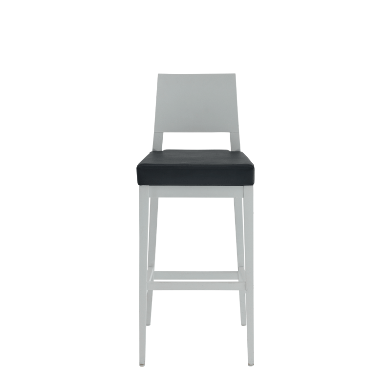 Porcino Bar Stool in White with Black Seat Pad