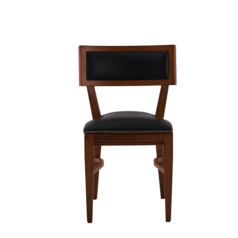 The Bogart Chair in Antique Wood with Black Seat Pad