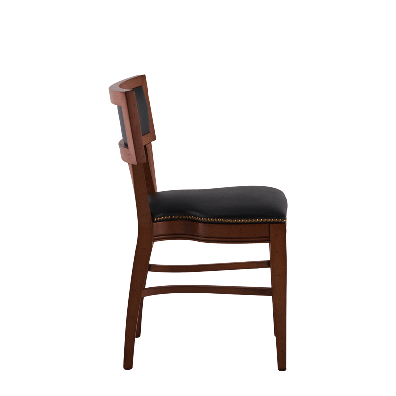 The Bogart Chair in Antique Wood with Black Seat Pad