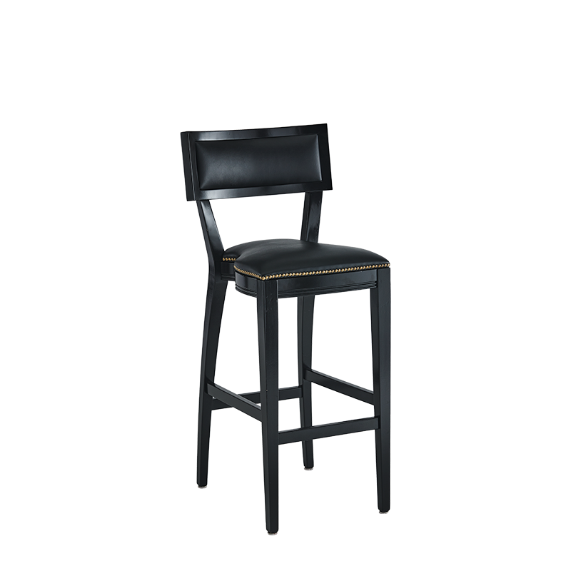 The Bogart Bar Stool in Black with Black Seat Pad