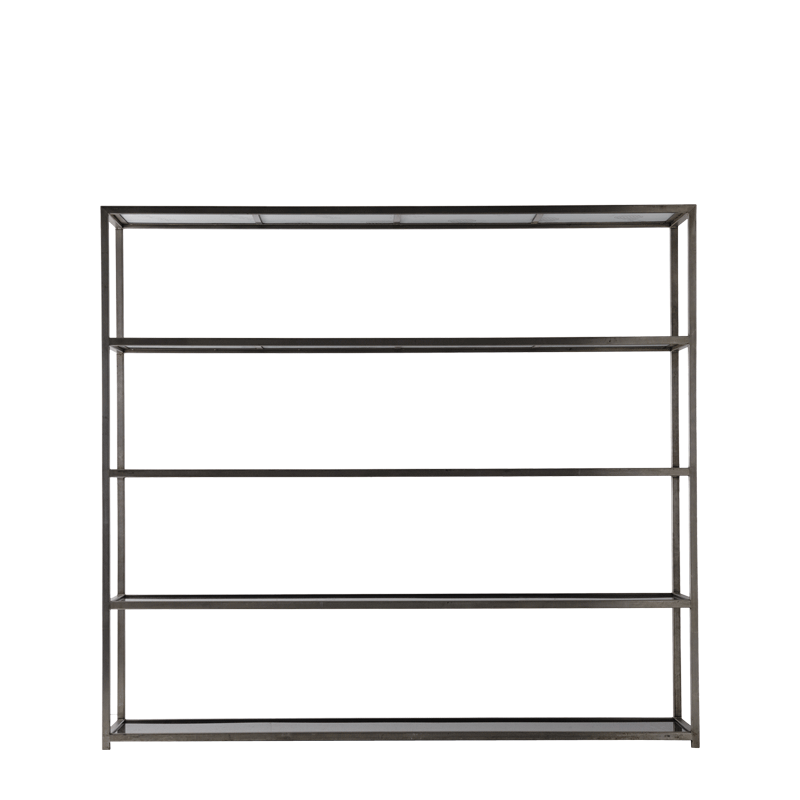 Unico Shelving Unit with Stainless Steel Frame and Black Panels