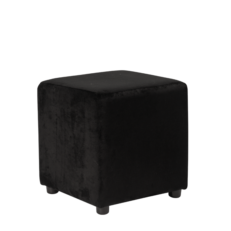 Rochelle Square Ottoman in Black Velvet