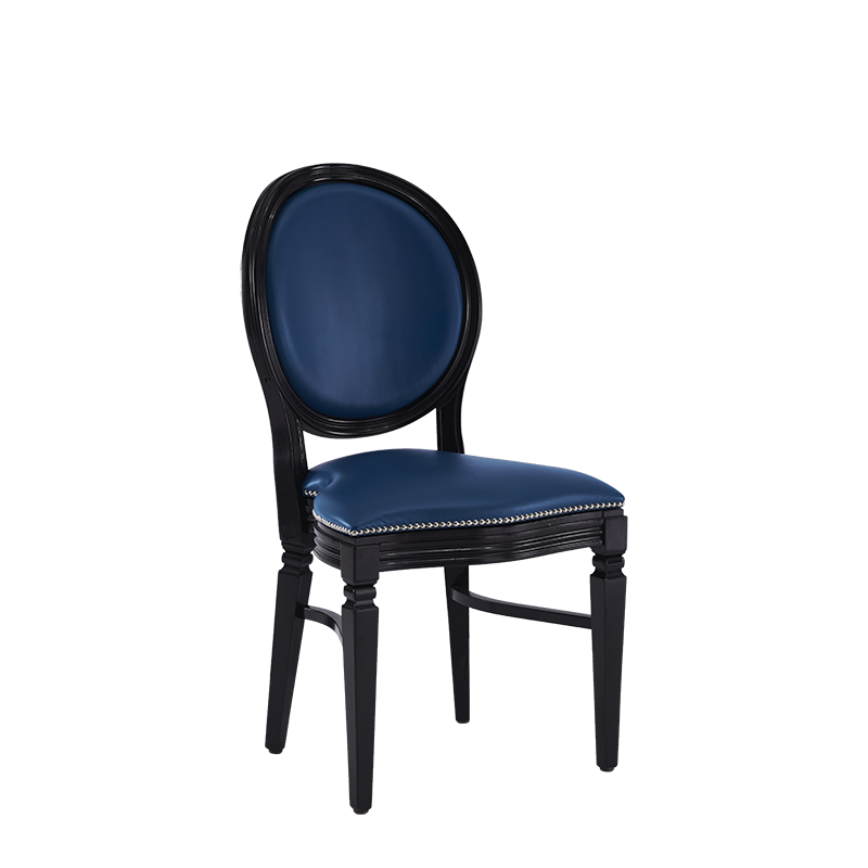 Chandelle Chair in Black with Blue Seat Pad