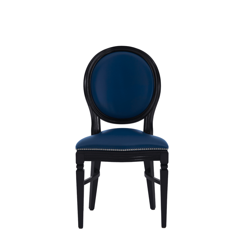 Chandelle Chair in Black with Blue Seat Pad