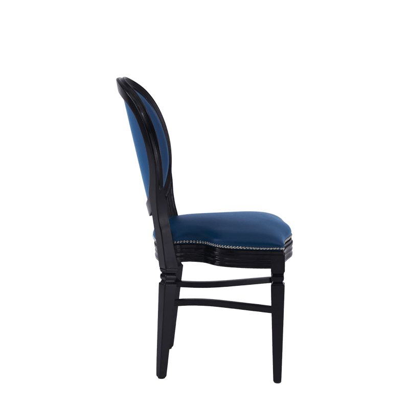 Chandelle Chair in Black with Blue Seat Pad