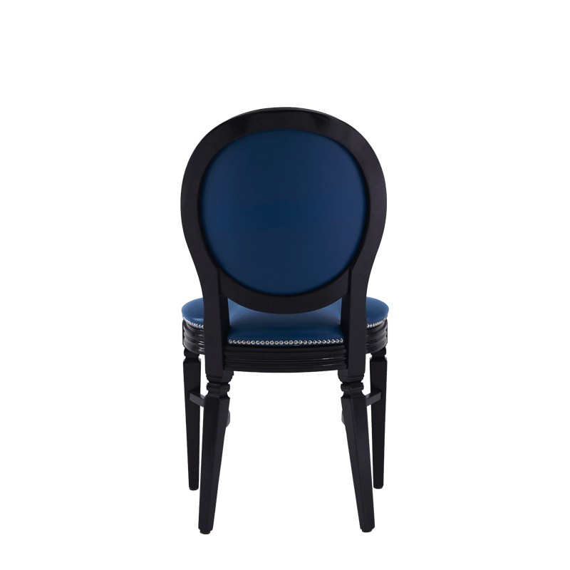 Chandelle Chair in Black with Blue Seat Pad