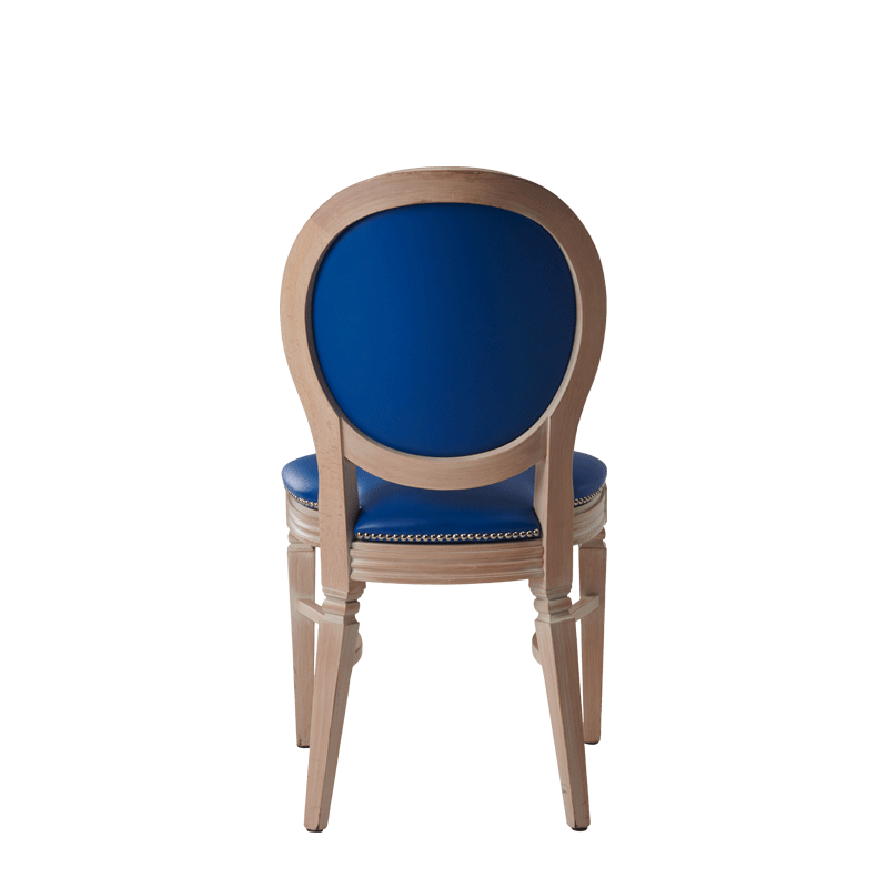 Chandelle Chair in Ivory with Blue Seat Pad