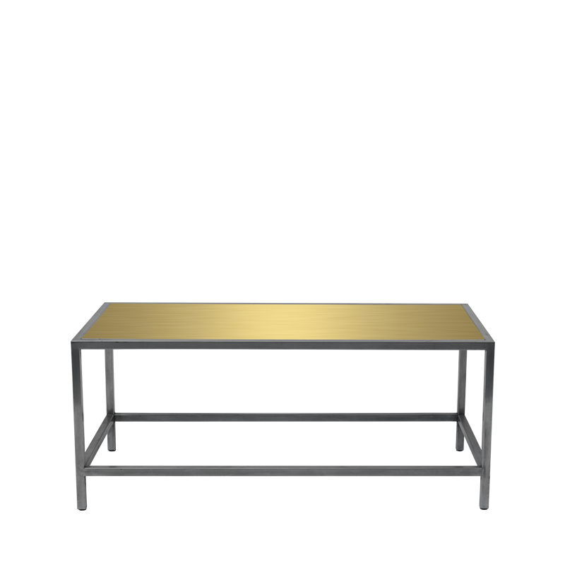 Unico Rectangular Coffee Table Stainless Steel Frame Gold Top Hire