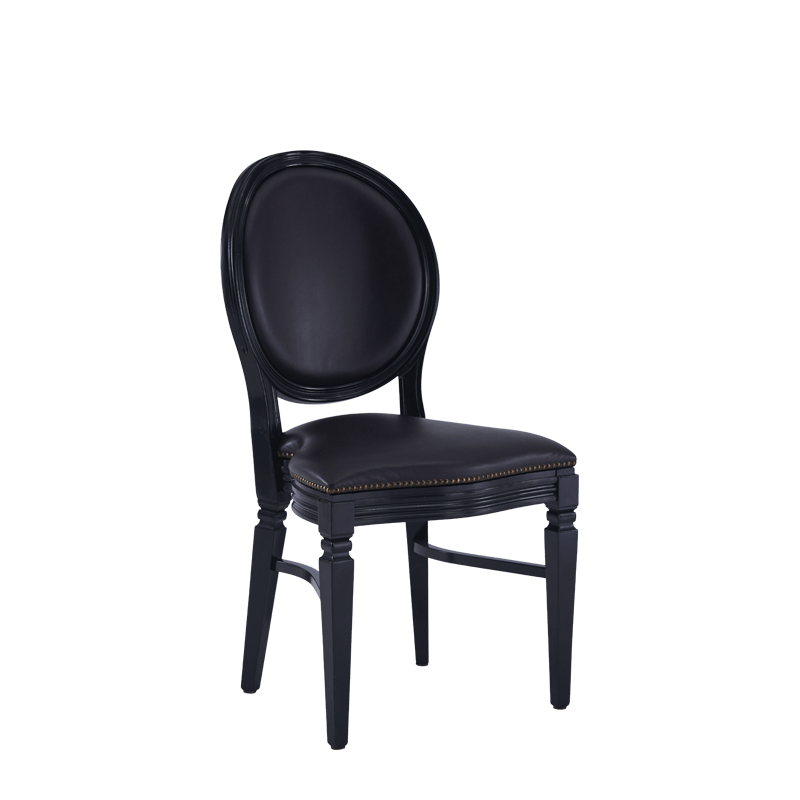 Chandelle Chair in Black with Brown Seat Pad