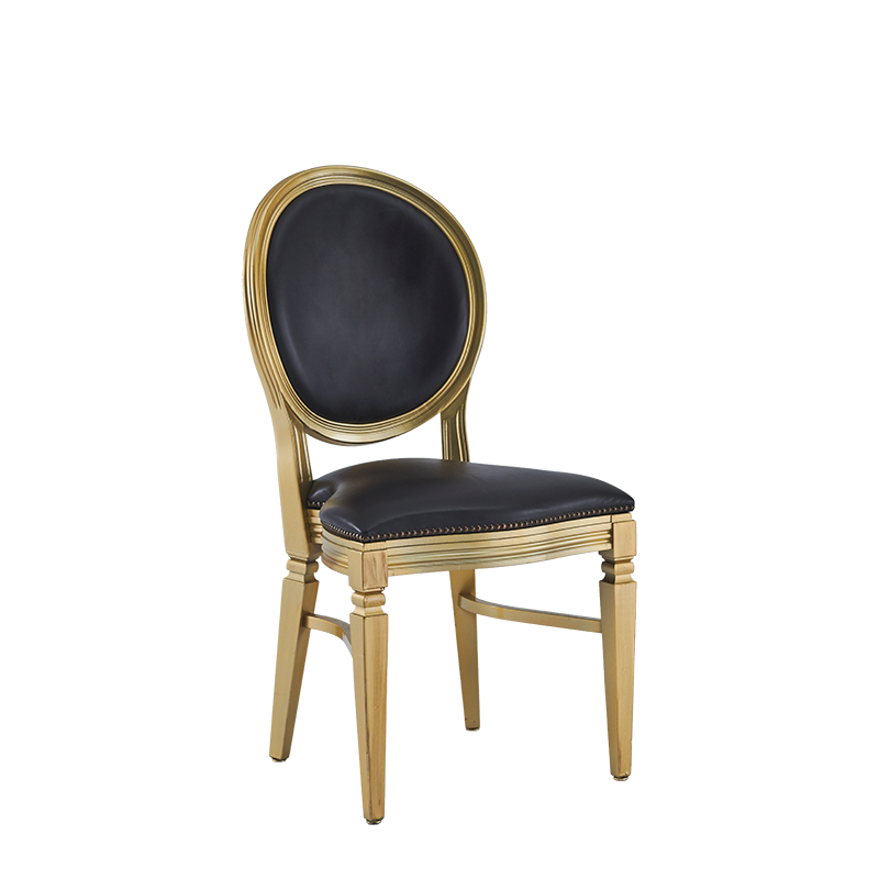 Chandelle Chair in Gold with Brown Seat Pad