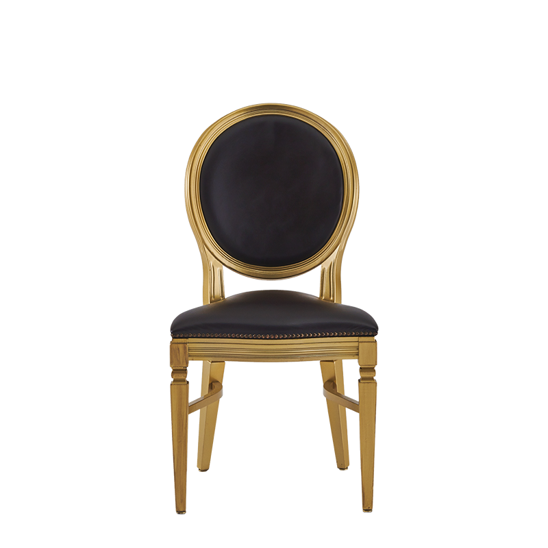 Chandelle Chair in Gold with Brown Seat Pad