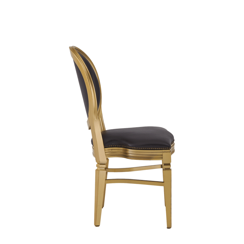 Chandelle Chair in Gold with Brown Seat Pad