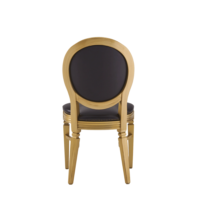 Chandelle Chair in Gold with Brown Seat Pad